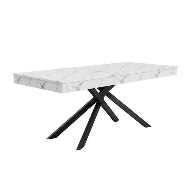Redom JÍDELNÍ stůl 140–180/80/76 cm rozkládací pro 6–8 osob s extra silnou deskou a kříženou podnoží, Bílá