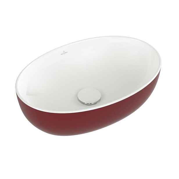 Villeroy & Boch Artis - Umyvadlo na desku, 49x33 cm, bez přepadu, bez otvoru pro baterii, Bordeaux 438848BCS9