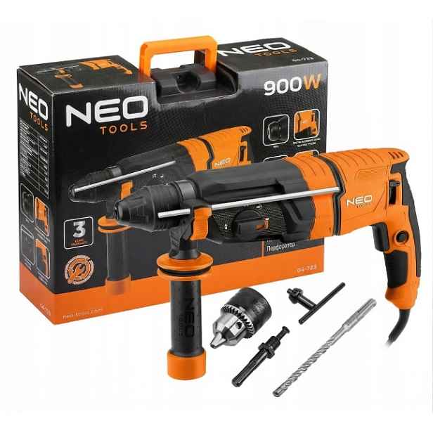 Síťová vrtačka Sds+ 900W 3.5J v kufru s příslušenstvím Neo