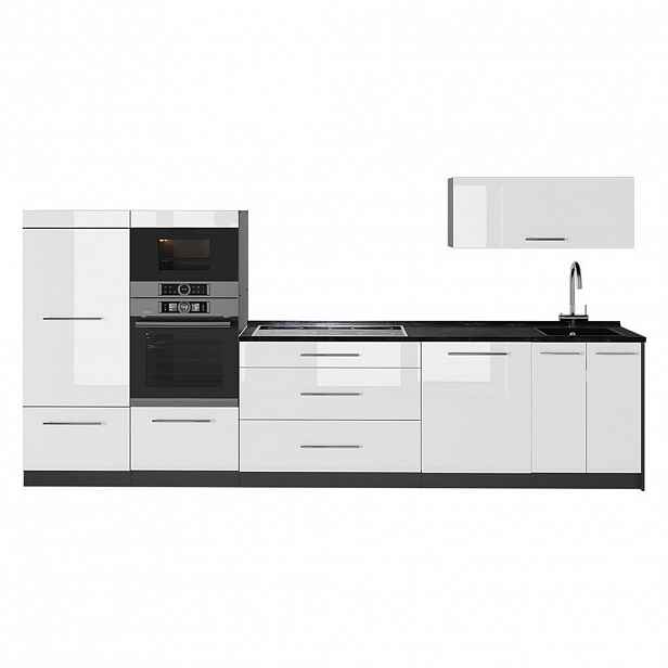 Vicco KUCHYŇSKÝ KOUT Fame-Line, Bílá vysoký lesk/Antracit, 340 cm, PD Antracit
