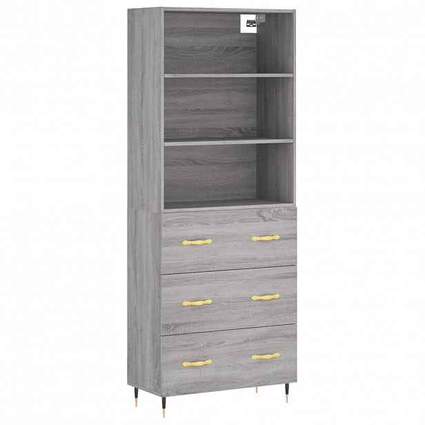 vidaXL Skříň highboard šedá sonoma 69,5 x 34 x 180 cm kompozitní dřevo