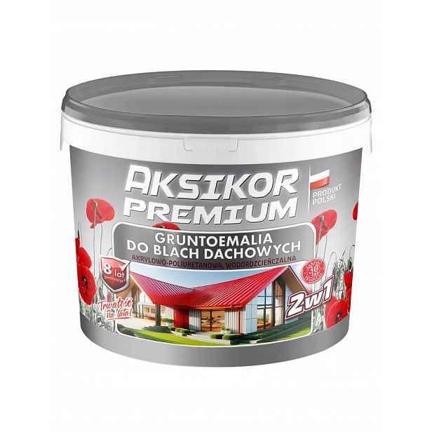 Aksikor Premium Gruntoemalia Pro Střešní Plechy Tmavě Olivová RAL6006 10L