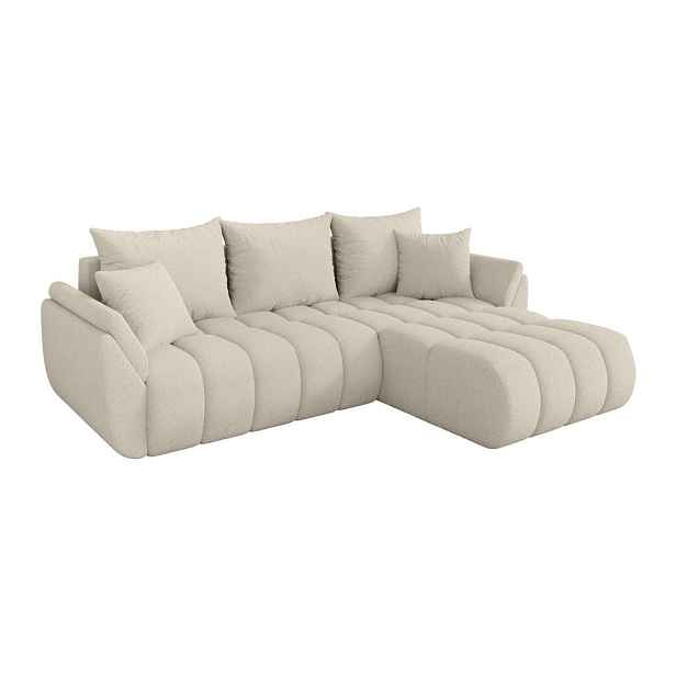 ALTDECOR ROHOVÁ SEDAČKA s funkcí spaní, otoman vpravo TOKO-L-v1 277x194x86 béžová bouclé