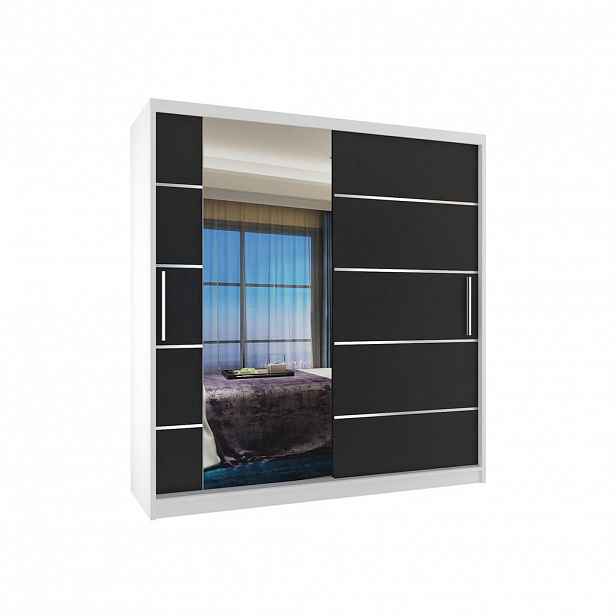 B BELINI GROUP POSUVNÁ SKŘÍŇ Verona MBP, Bílá/Černá Mat, 158 cm, se zrcadlem
