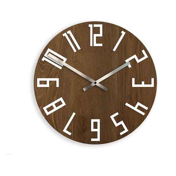 ModernClock Nástěnné hodiny slim Dub tmavě hnědé