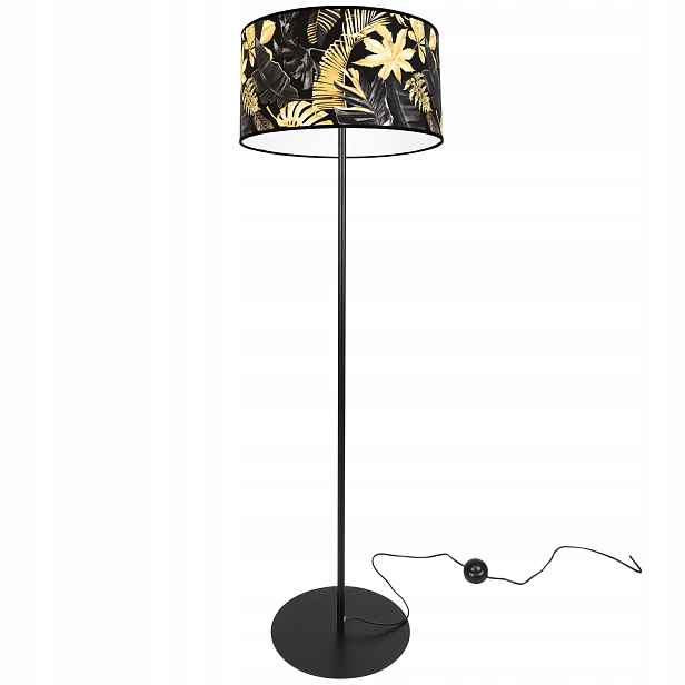 Stojací Lampa Elegantní Stínidlo Zlaté Květiny Led
