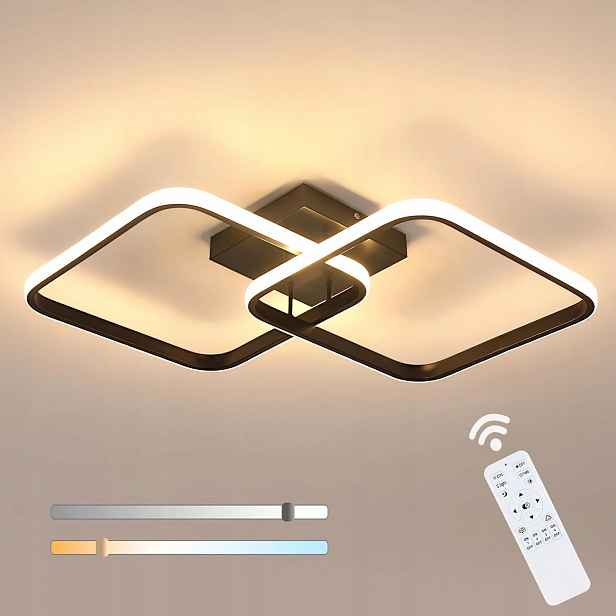 Stropní Led lampa závěsná černá obývací pokoj stmívatelná dálkové ovládání moderní 50W