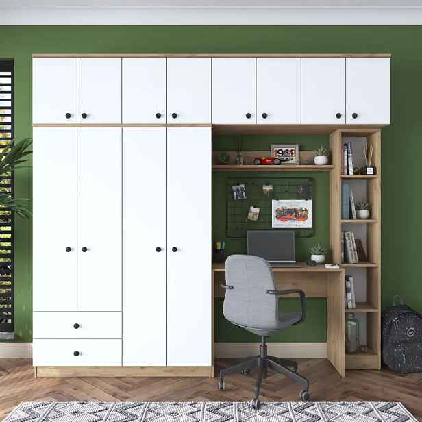 Casarredo Šatní skříň IRSINA s psacím stolem - ořech/bílá