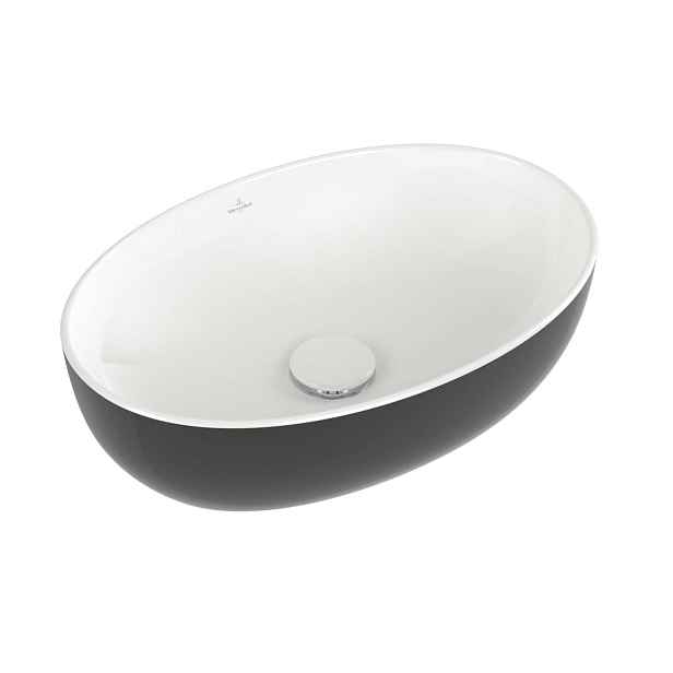 Villeroy & Boch Artis - Umyvadlo na desku, 49x33 cm, bez přepadu, bez otvoru pro baterii, Coal Black 438848BCT8