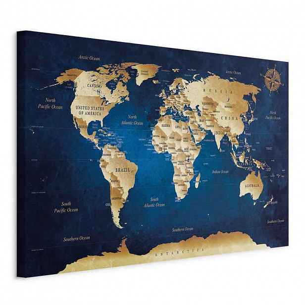 artgeist MALBA NA PLÁTNĚ, mapa světa, 90/60/1,2 cm