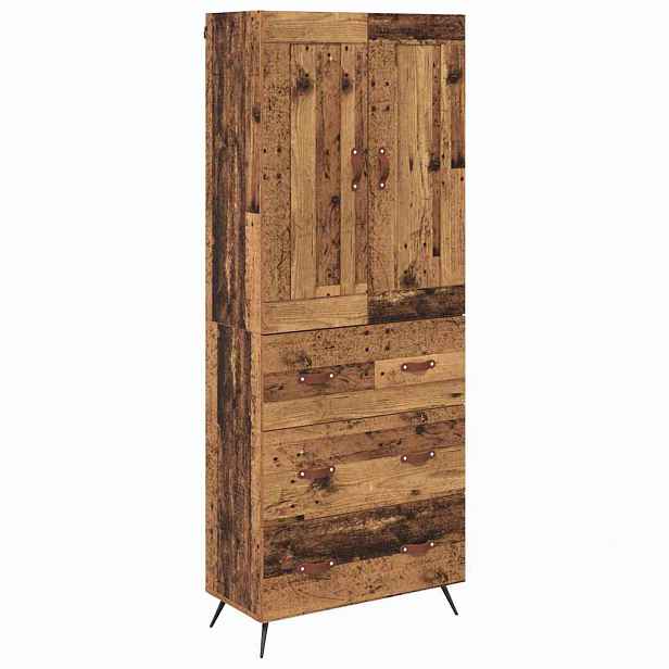 vidaXL Vysoký bufet Staré dřevo 69,5 x 34 x 180 cm Kompozitní dřevo