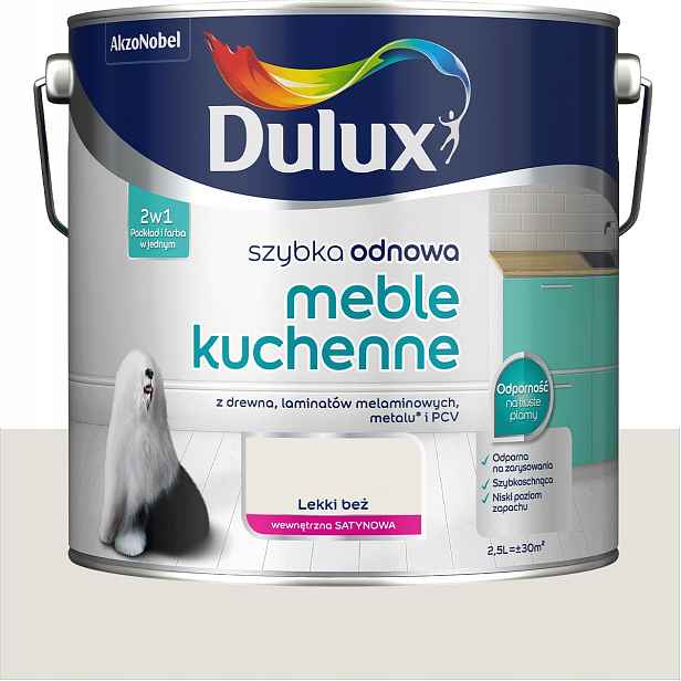 Dulux barva na nábytek z laminátů, kovu Rychlá obnova Kuchyně Lehká Béžová 2,5L