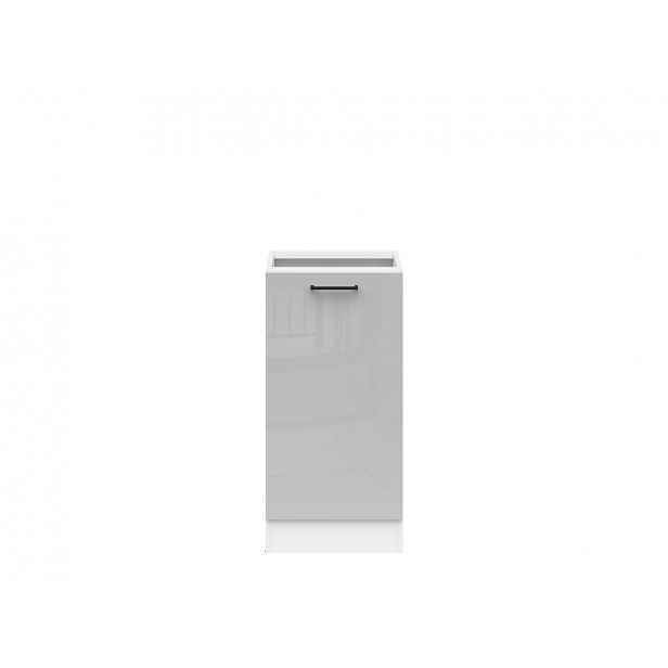 JAMISON, skříňka dolní 40 cm bez pracovní desky, pravá, bílá/světle šedý lesk