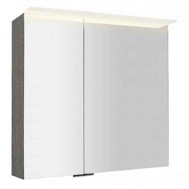 Sapho Linex - Zrcadlová skříňka s LED osvětlením 80x70x15 cm, 2x dvířka, dub stříbrný LX080-0011