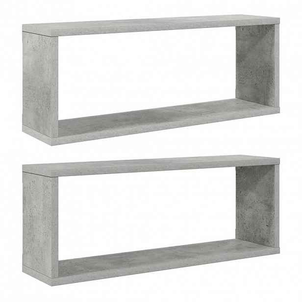 vidaXL Nástěnné obdélníkové police 2 ks betonově šedé 60 x 15 x 23 cm