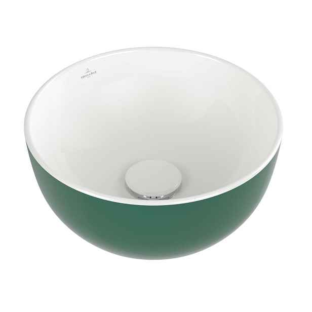 Villeroy & Boch Artis - Umyvadlo na desku, průměr 33 cm, bez přepadu, bez otvoru pro baterii, Forest 438932BCS7