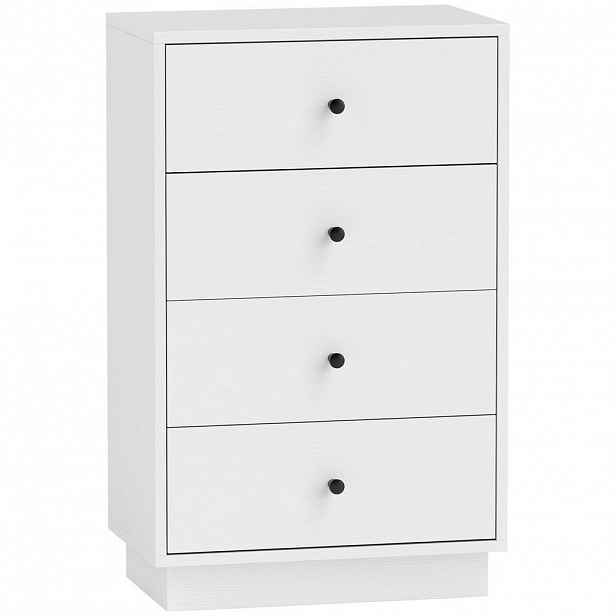 HOMCOM KOMODA Komoda se 4 zásuvkami Skříňka z dřevotřísky 47 x 29 x 75 cm Bílá