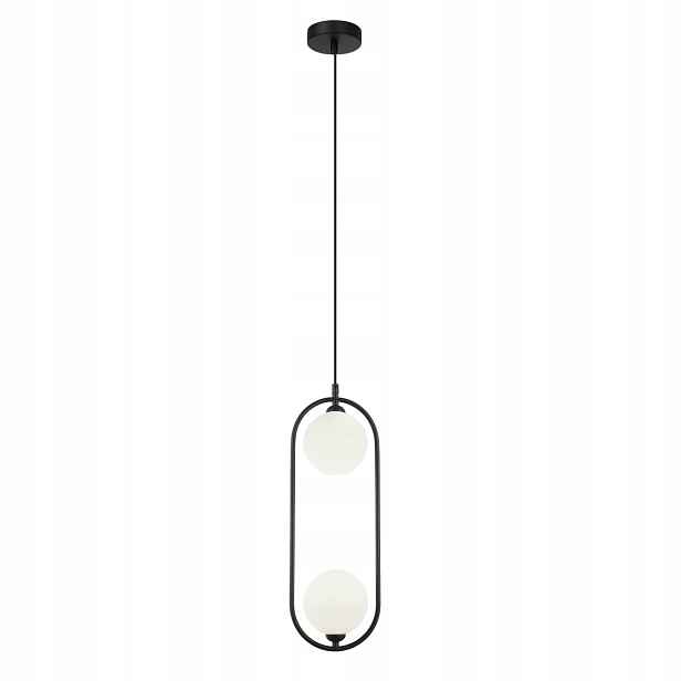 Italux Závěsná lampa černá 2xG9 25W Lupus oválné skleněné koule