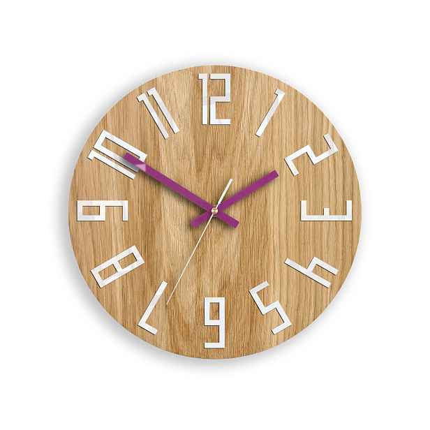 ModernClock Nástěnné hodiny Slim Mit hnědo-fialové