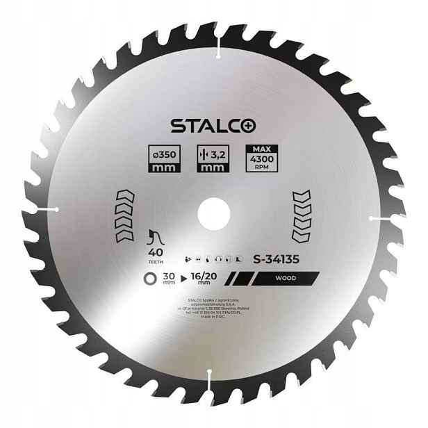 Pila kotoučová na dřevo, ø 250 x 30 x 2,8 mm, 48z, Stalco