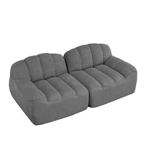 Redom MODULÁRNÍ rohová pohovka 210/104/79 cm bez montáže z granulovaného fleecu, ergonomický bezrámový design, Šedá