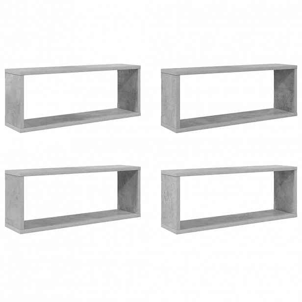 vidaXL Nástěnné obdélníkové police 4 ks betonově šedé 60 x 15 x 23 cm
