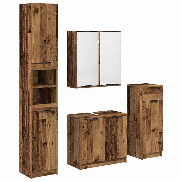vidaXL Sada koupelnového nábytku 4 ks Staré dřevo 64,5 x 33,5 x 59 cm