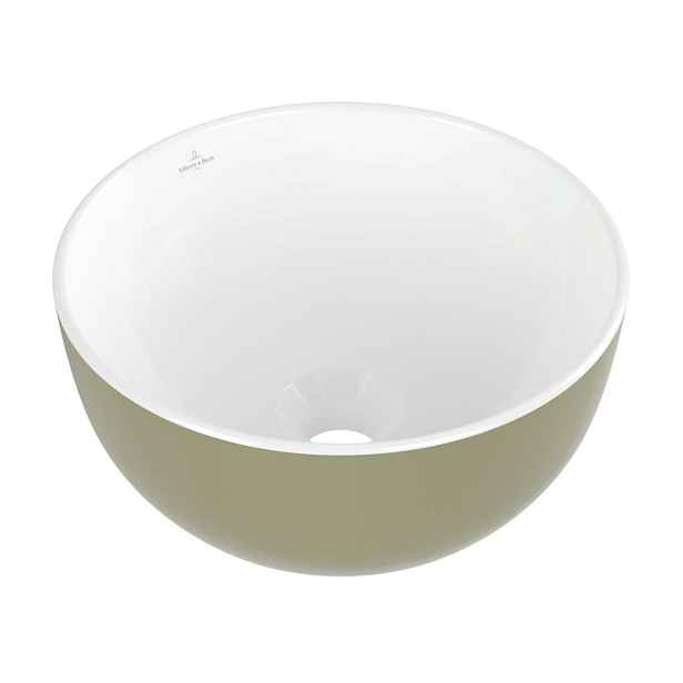 Villeroy & Boch Artis - Umyvadlo na desku, průměr 33 cm, bez přepadu, bez otvoru pro baterii, Sage Green 438932BCS8