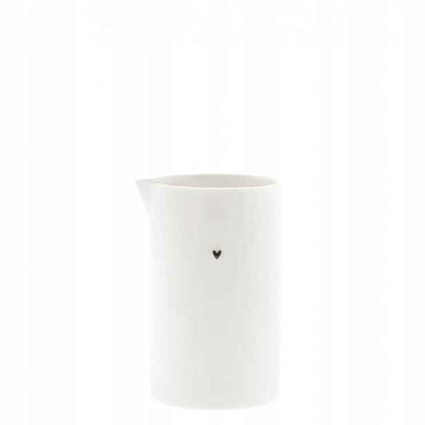 Džbánek Mlékovka Heart Black Bastion Collections Bílý porcelán