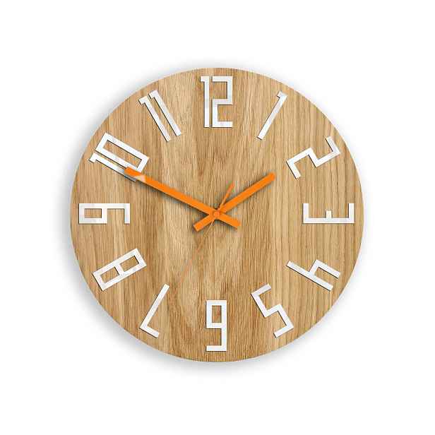 ModernClock Nástěnné hodiny Slim Mit hnědo-oranžové