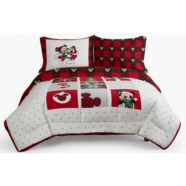 Povlečení Disney Mickey & Minnie Christmas 240 x 220 cm – bavlněný flanel.