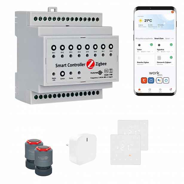 Sada pro podlouhlé vytápění Zigbee Tuya CH8Z 2 místnosti termostaty PRO3