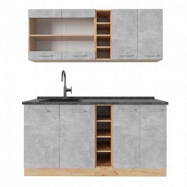 Vicco JEDNOTKOVÁ KUCHYNĚ R-Line Beton/zlatý dub 160 cm , PD Antracit