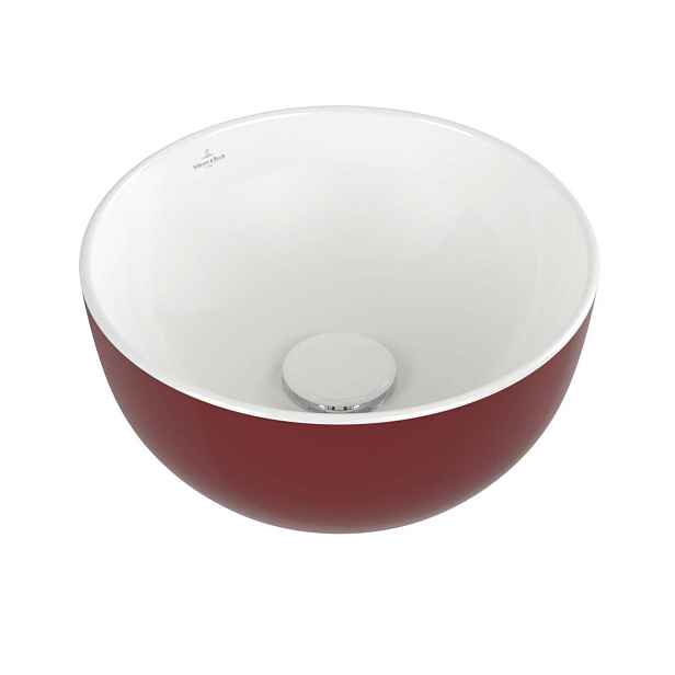 Villeroy & Boch Artis - Umyvadlo na desku, průměr 33 cm, bez přepadu, bez otvoru pro baterii, Bordeaux 438932BCS9