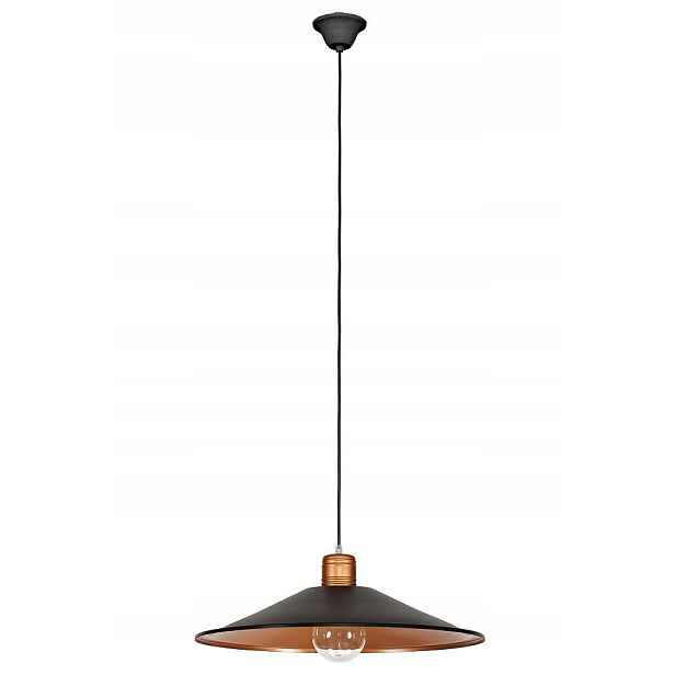 Závěsná lampa Garret Měděná Černá Kovová Stínidlo 1xE27 50cm Stropní