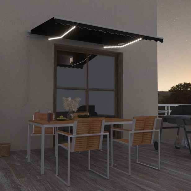 Ručně zatahovací markýza s LED světlem 350x250 cm Dekorhome Antracit