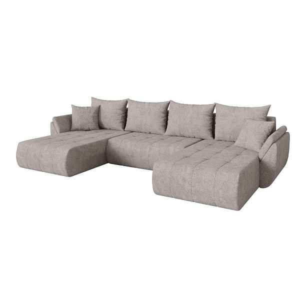 ALTDECOR SEDACÍ SOUPRAVA DO U s funkcí spaní a úložným prostorem TOKO-U 378x194x86 světle šedá velur