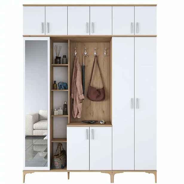Casarredo Předsíňová stěna se zrcadlem RICADI - ořech/bílá