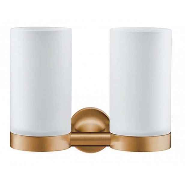 Duravit Starck T - Dvojitý držák kartáčků a pasty, matné sklo/kartáčovaný bronz 0099480400