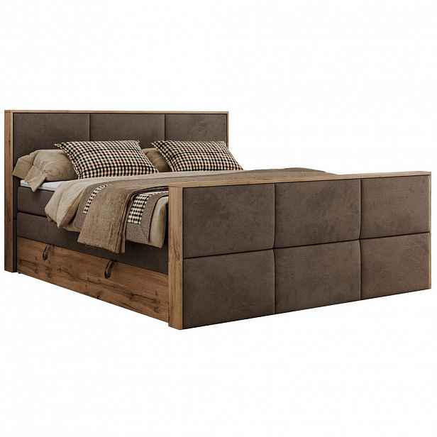 MKS POSTEL BOXSPRING ALBERO 2 KING DUO 180/200 - Hnědá Samet - H3