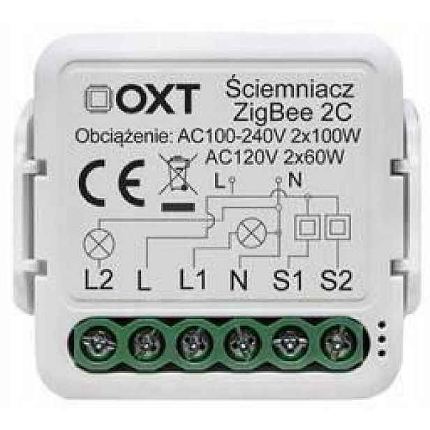 Modul Oxt Mini Stmívač 2 Okruhy Zigbee Tuya T266 Smart Home