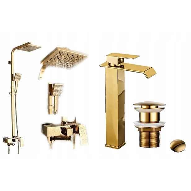 Zlatá sprchová koupelnová baterie – sada Gold