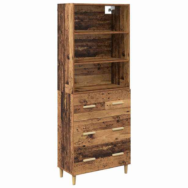 vidaXL Vysoký bufet Staré dřevo 69,5 x 32,5 x 180 cm Kompozitní dřevo