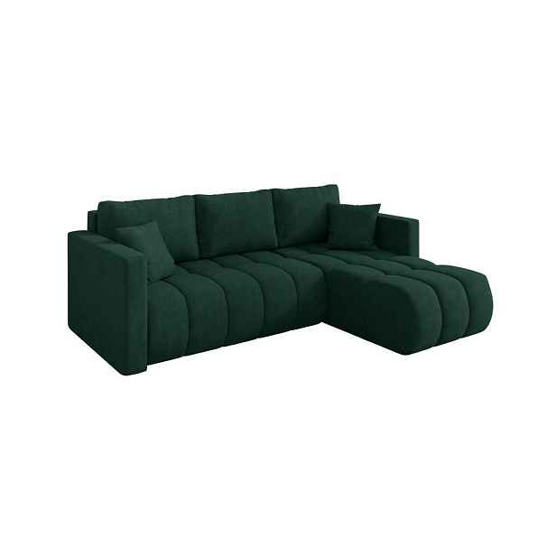 ALTDECOR ROHOVÁ SEDAČKA s funkcí spaní, otoman vpravo GARD-L 226x146x85 zelená velur