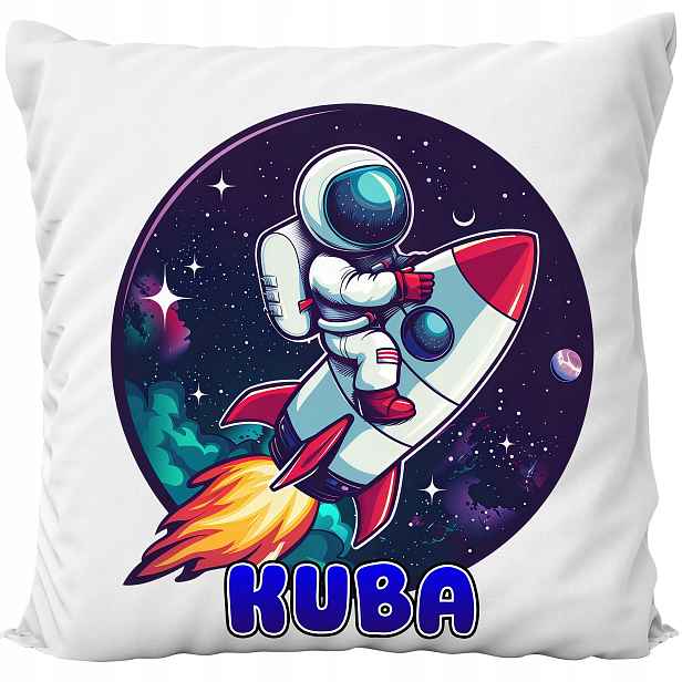 Polštář Bílý Astronaut Raketa Vesmír Dárek Potisk Se Jménem