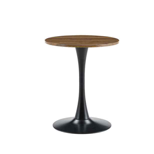 Redom ODKLÁDACÍ stolek 60/60/72 cm z MDF a kovu, kulatý s centrální nohou a stabilní základnou, Černá/Ořechová