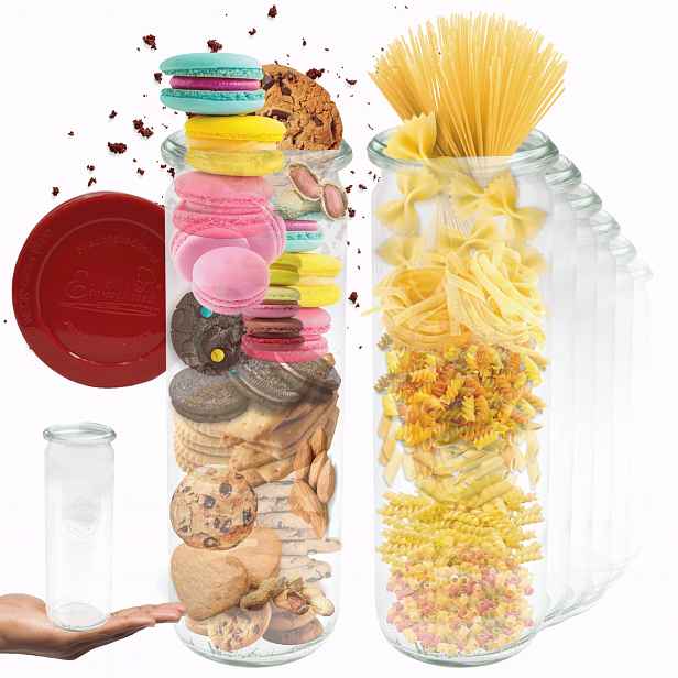Sklenice Weck 600 ml zavařeniny Cylinder žáruvzdorné silikonové víko 6 Ks
