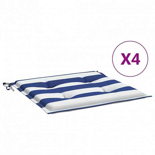 vidaXL Podušky na židli 4 ks modré a bílé pruhy 50x50x3 cm textil