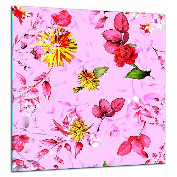 Skleněná Ochranná Deska Panel Lepidlo 60x65 Květiny