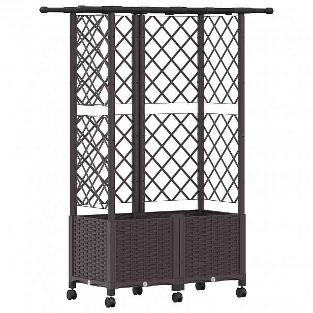 vidaXL Vyvýšený záhon s treláží a střechou Hnědá 124 x 40 x 142 cm PP